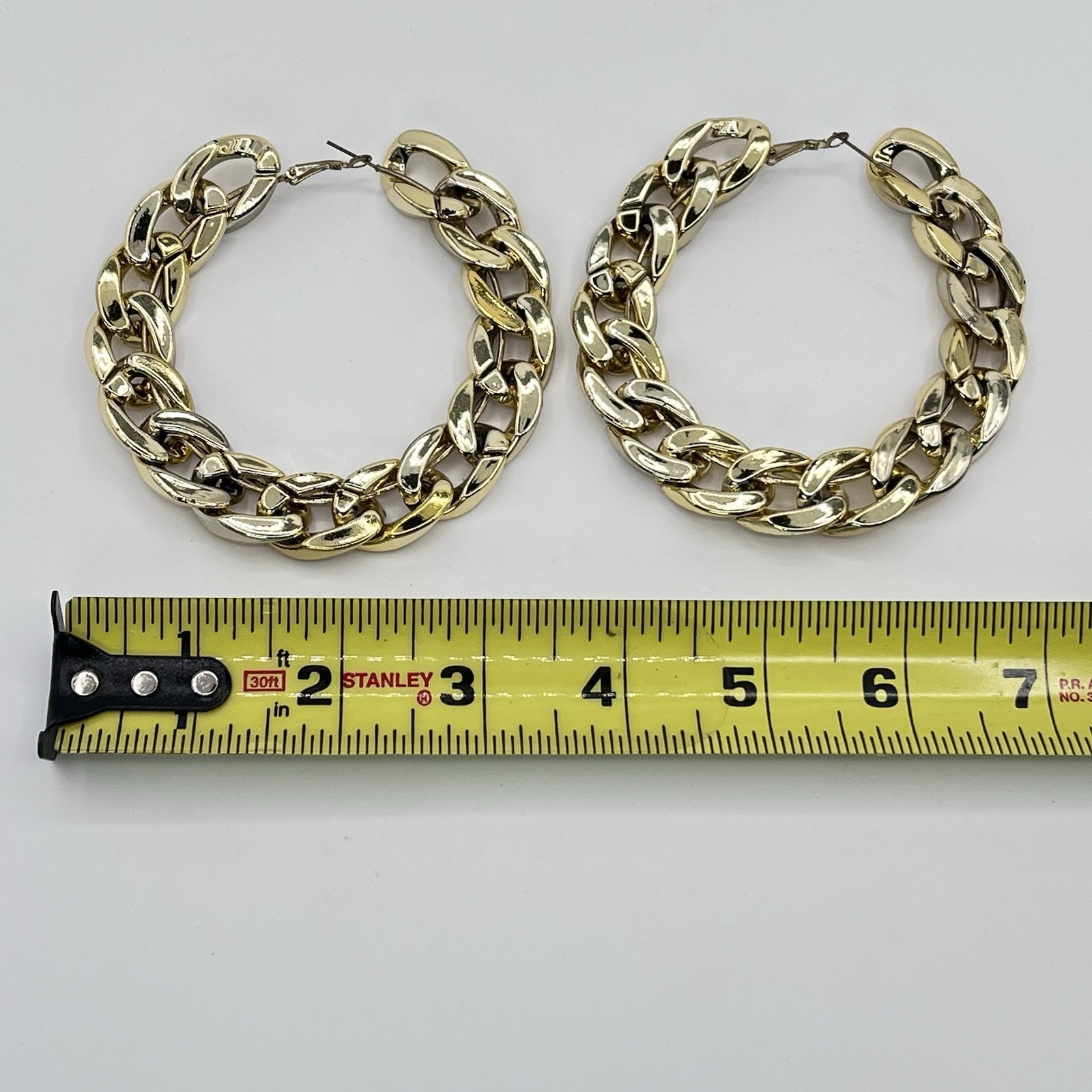 Huge Plastic Gold Chain Link Hoop Earrings 3.5